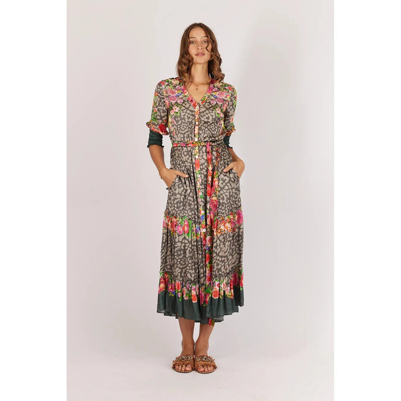 Rubyyaya Leopold Maxi Dress - Stone