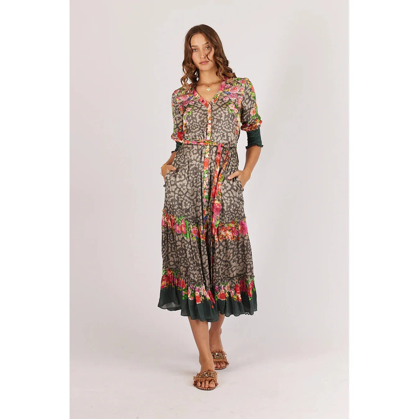 Rubyyaya Leopold Maxi Dress - Stone