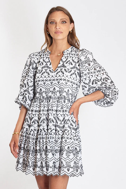 Rubyyaya Matador Dress-Black/White
