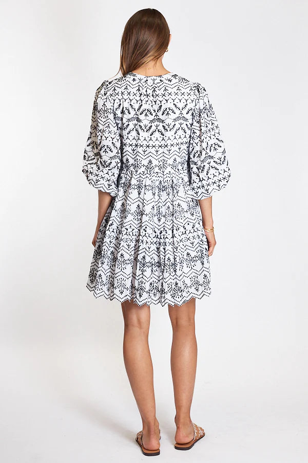 Rubyyaya Matador Dress-Black/White