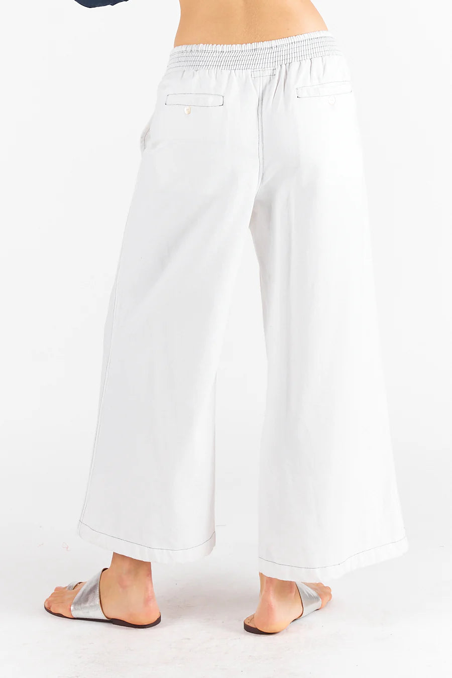Rubyyaya Pula Pant White/Navy Stitch