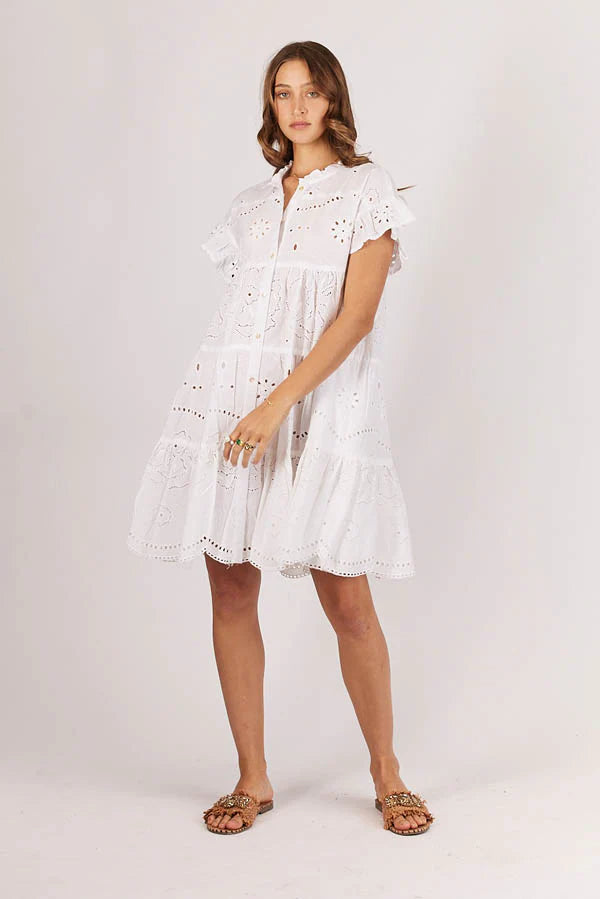 Rubyyaya Rose Dress - White