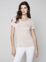 Charlie B Linen Jersey Tee - Pearl