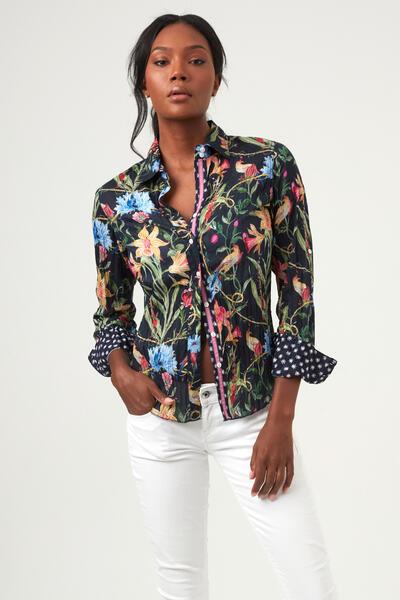 Cino Wildflower Indigo Button Down Shirt