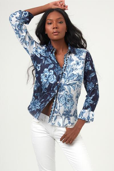 Cino Agean Mix Blue Button Down Shirt