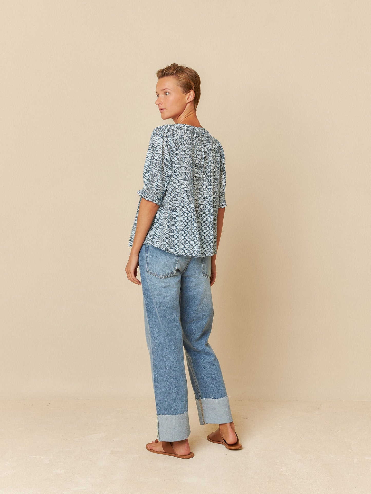 Indi & Cold Elastic Short Sleeve Shirt Blue