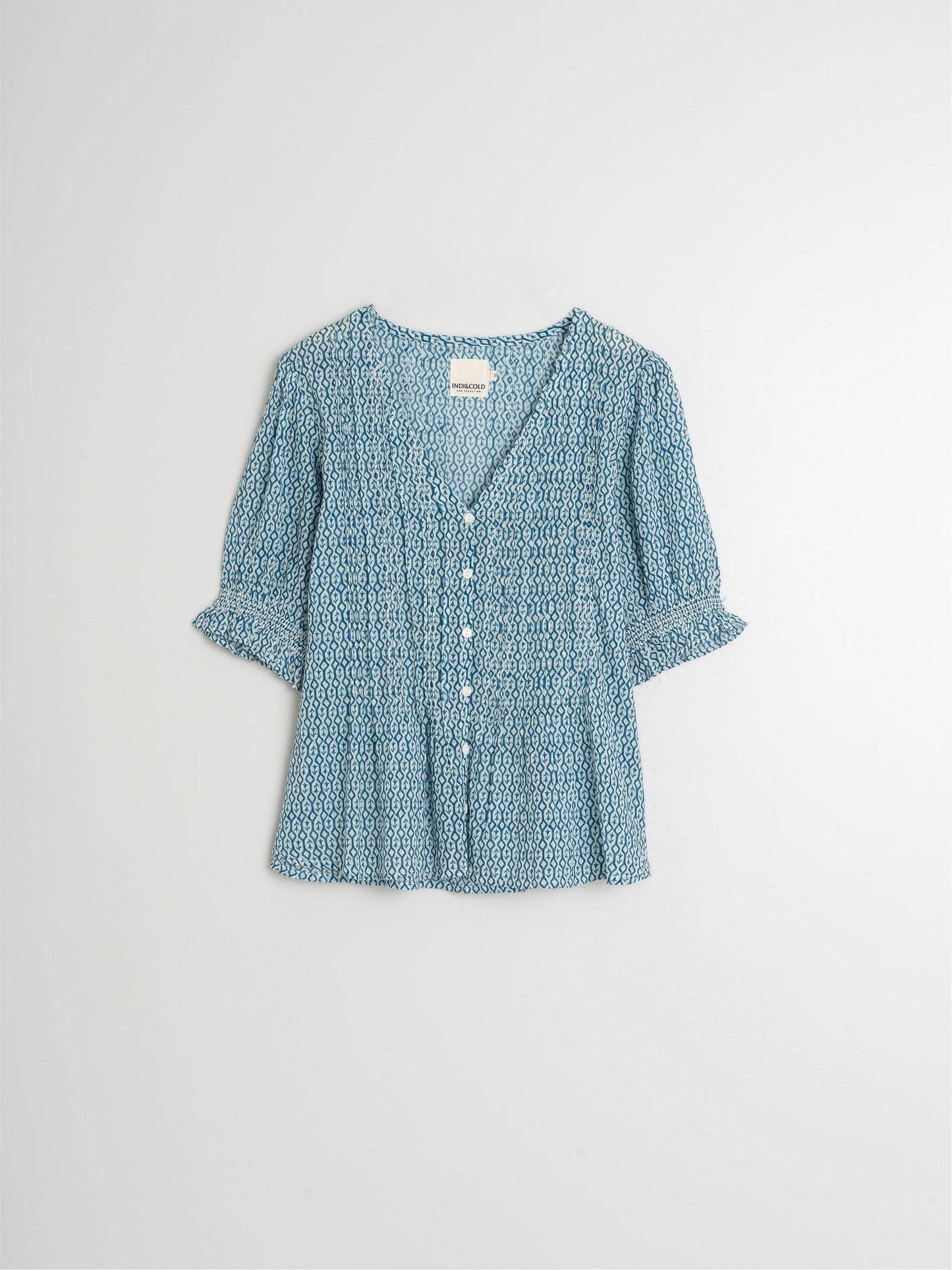 Indi & Cold Elastic Short Sleeve Shirt Blue