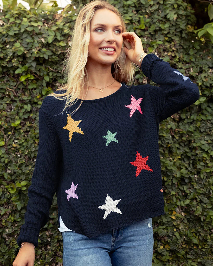 Wooden Ships Bright Night Cotton Crew - Darkest Indigo