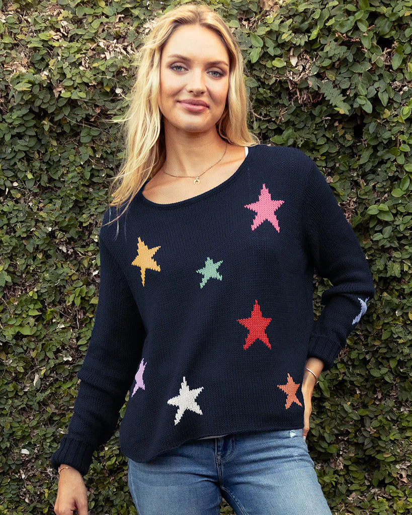 Wooden Ships Bright Night Cotton Crew - Darkest Indigo