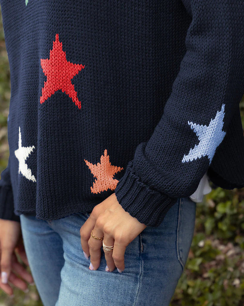 Wooden Ships Bright Night Cotton Crew - Darkest Indigo