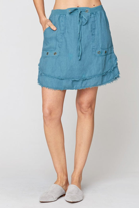 XCVI Hargen Tiered Linen Skirt Northern Sky