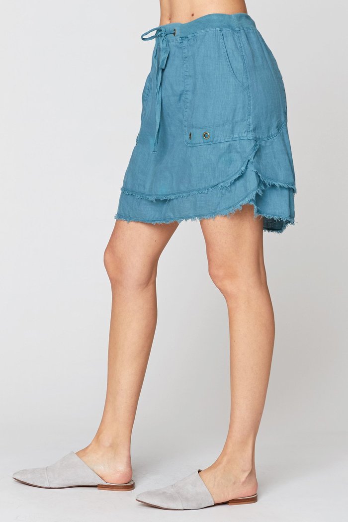 XCVI Hargen Tiered Linen Skirt Northern Sky