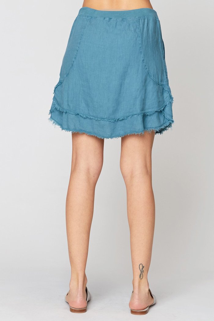 XCVI Hargen Tiered Linen Skirt Northern Sky