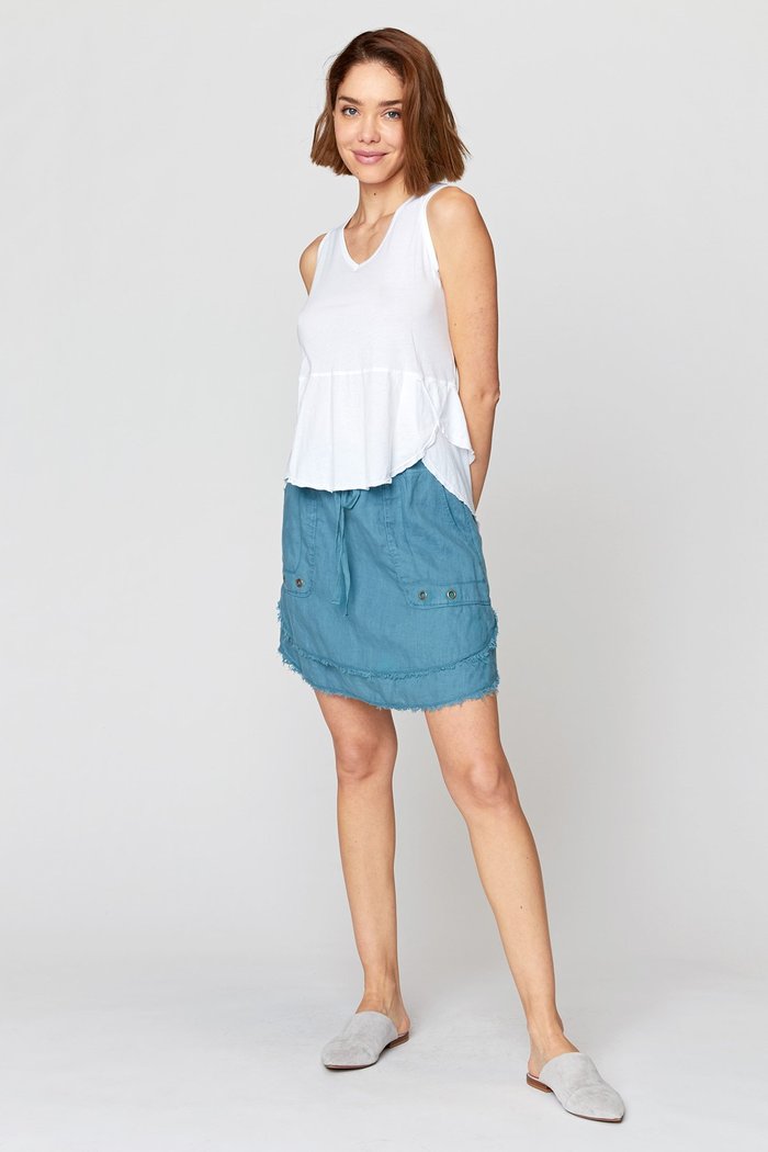 XCVI Hargen Tiered Linen Skirt Northern Sky