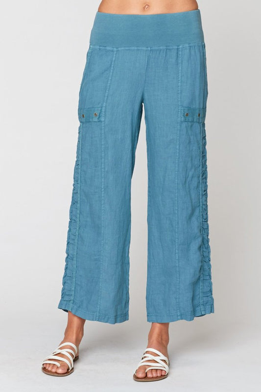 XCVI Felton High Waisted Linen Pant Northern Sky