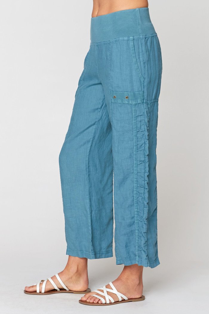 XCVI Felton High Waisted Linen Pant Northern Sky