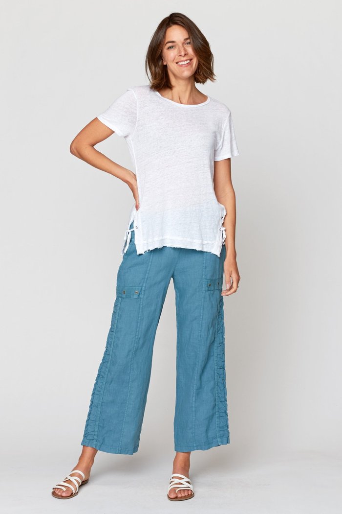 XCVI Felton High Waisted Linen Pant Northern Sky