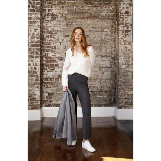 Little Lies Aria Rib Knit Pant-Charcoal