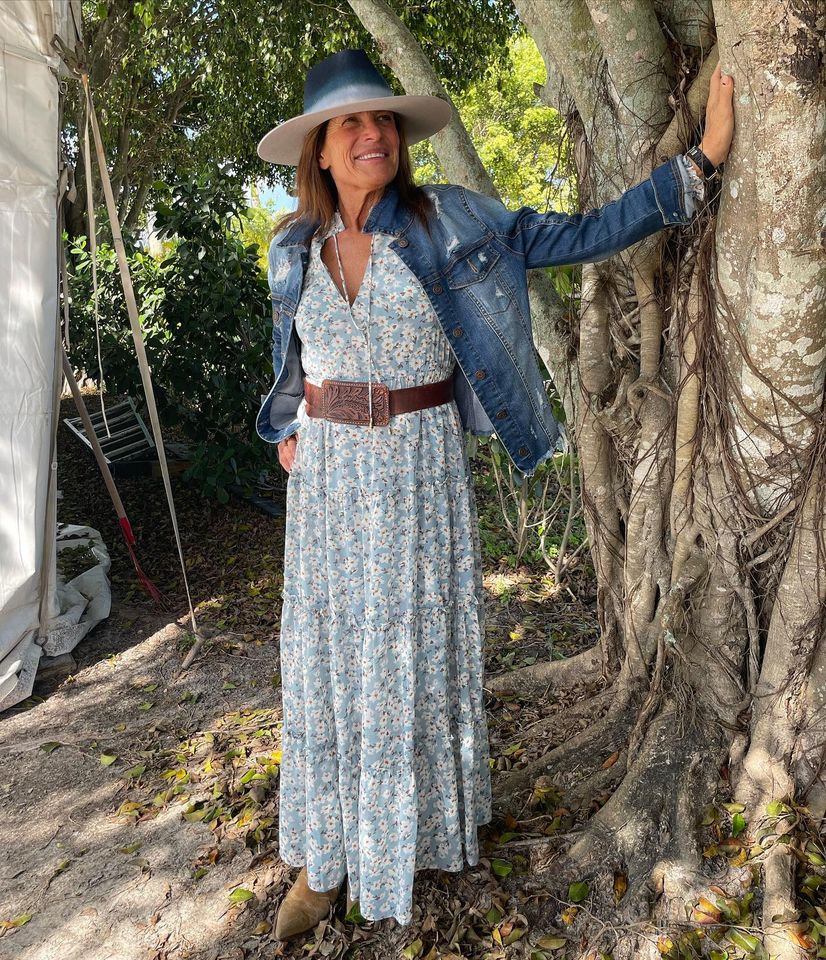 Elan Blue Floral Midi Dress