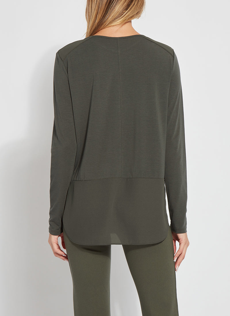 Lysse Festival Mixed Media Top-Dark Cedar