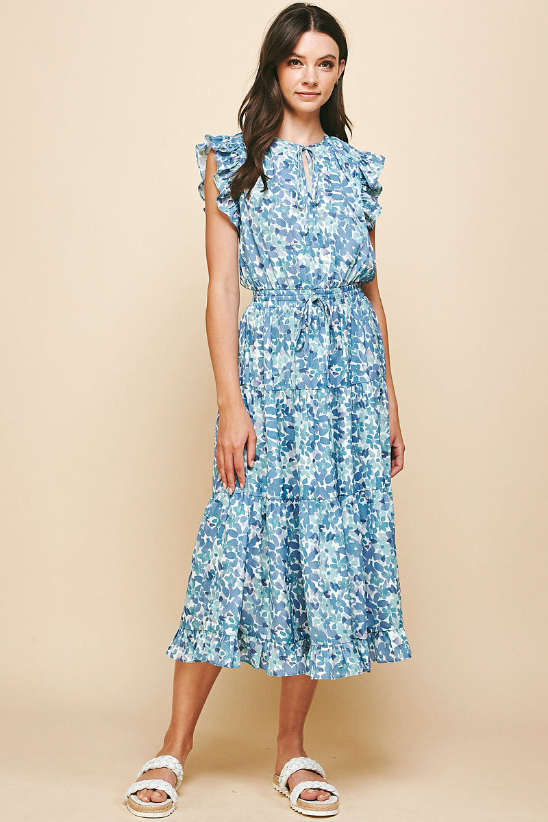 Pinch Floral Ruffle Midi Dress