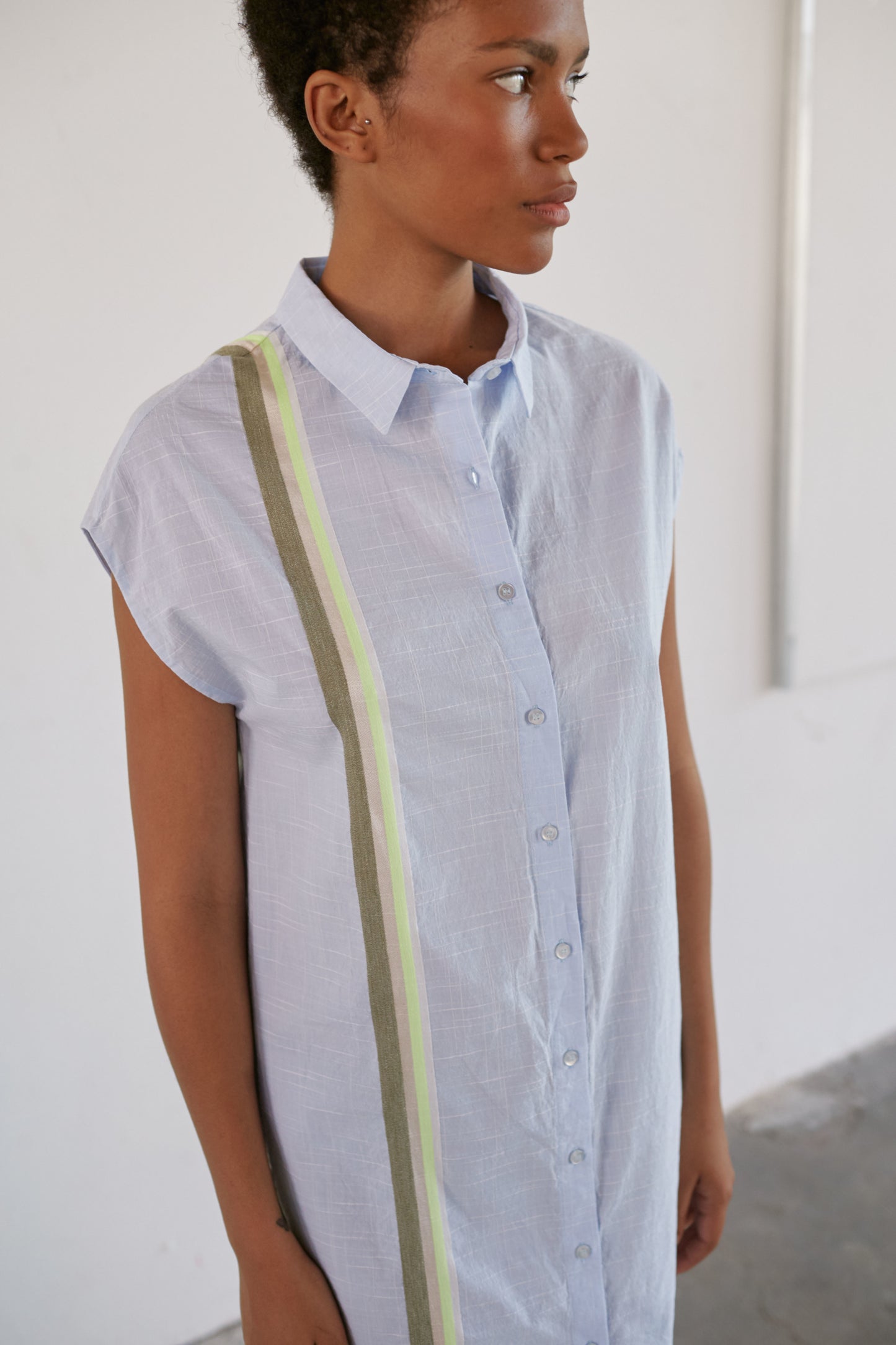 Sita Murt Chambrais Cotton Striped Dress