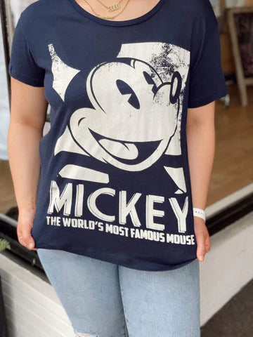 Chaser Mickey Mouse Tee-Navy