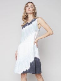 Charlie B Tie Dye Guaze Split V Dress