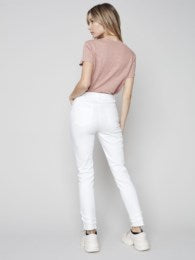 Charlie B Twill Frayed Hem Denim Pants