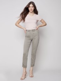 Charlie B Twill Frayed Hem Denim Pants