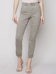 Charlie B Twill Frayed Hem Denim Pants
