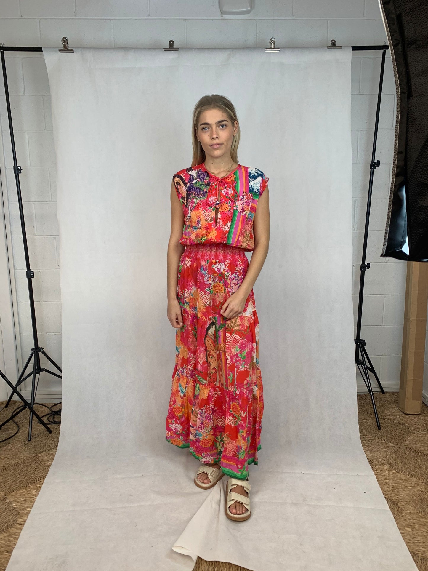 Rubyyaya Satana Shirred Maxi Dress