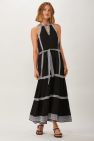 Ecru Hathaway Halter Dress-Black/White