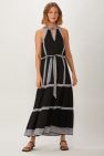 Ecru Hathaway Halter Dress-Black/White
