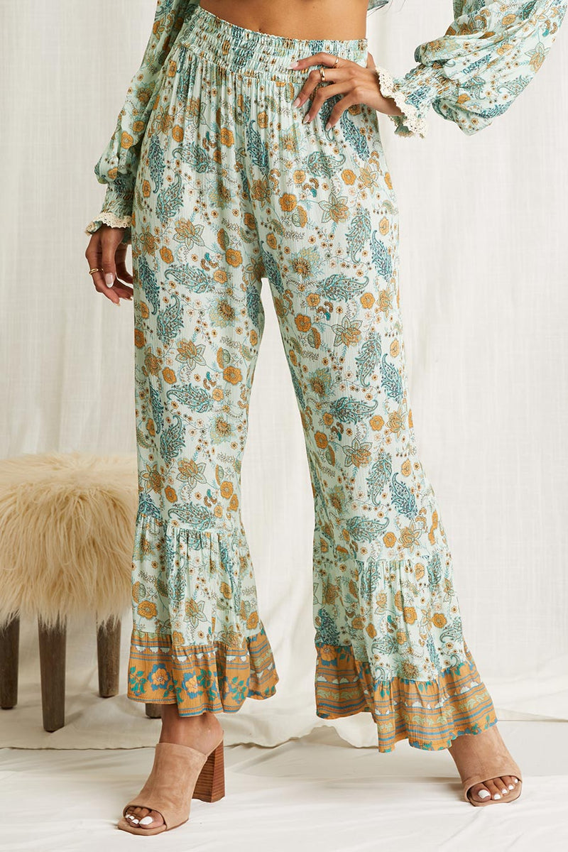 Scandal Italy Maia Paisley Ruffle Pant