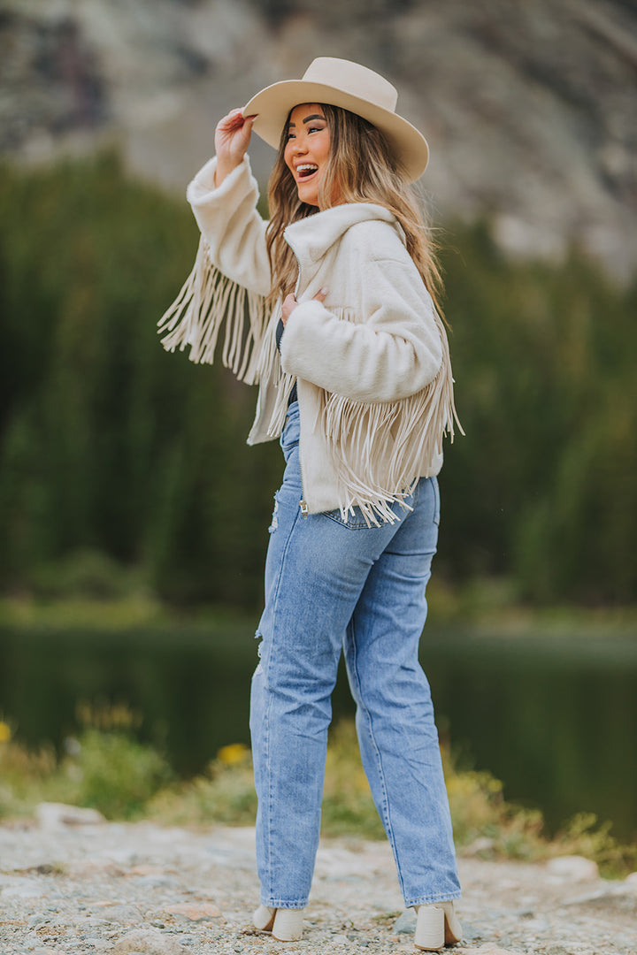 Buddy Love Skylar Fringe Faux Fur Jacket