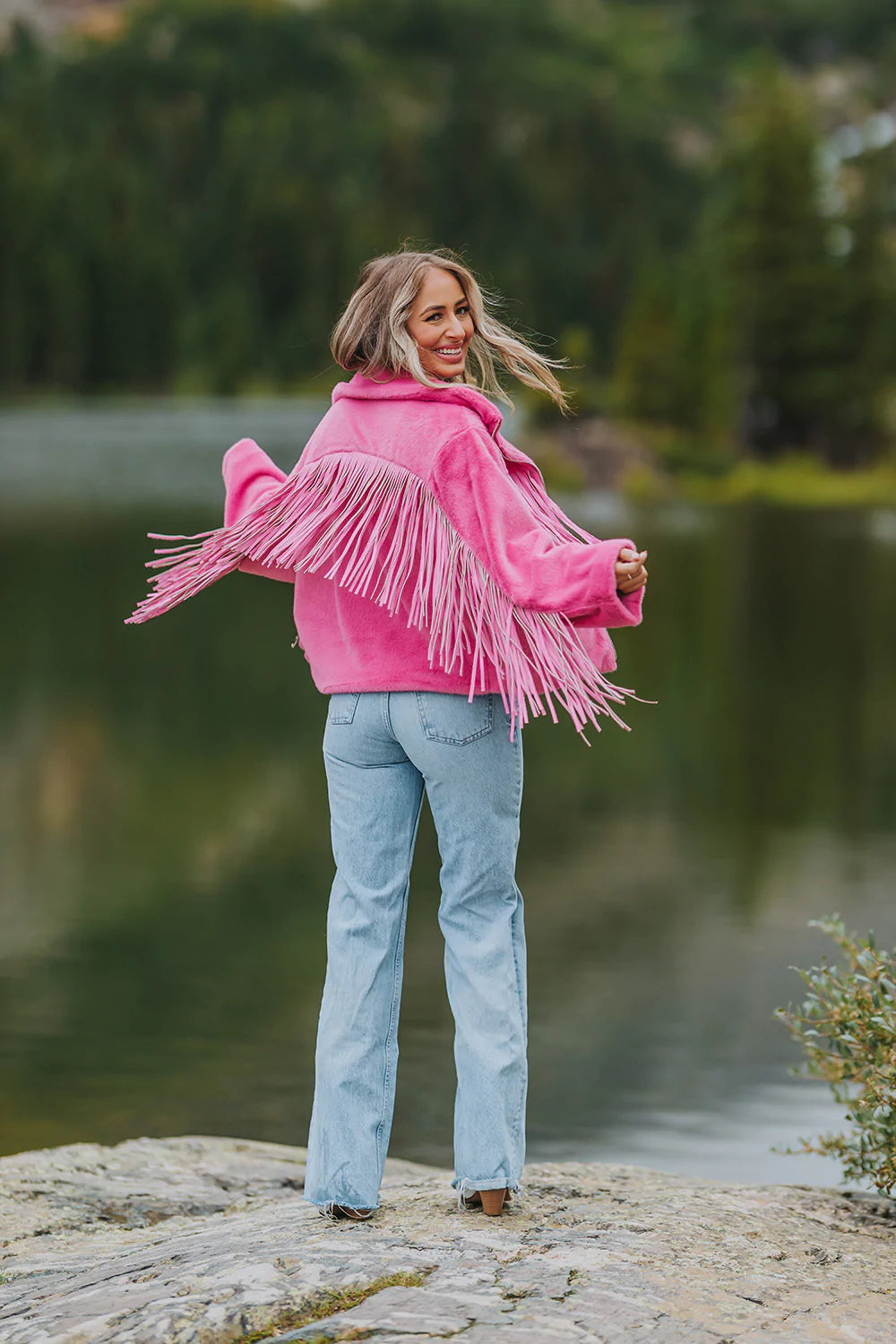 Buddy Love Skylar Fringe Faux Fur Jacket