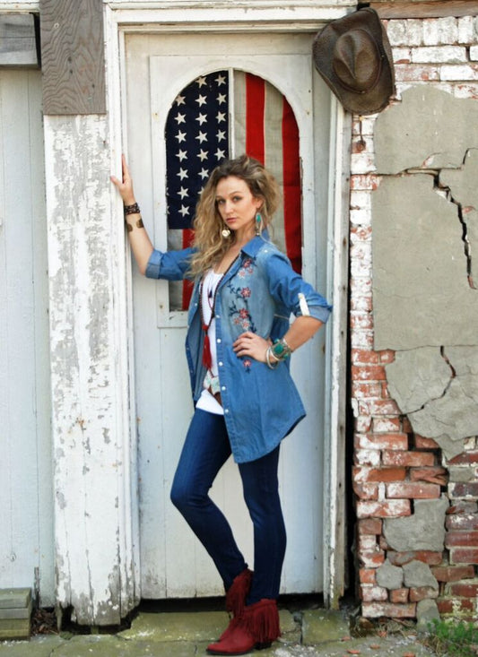Tasha Polizzi Denim Blue Wigwam Tunic