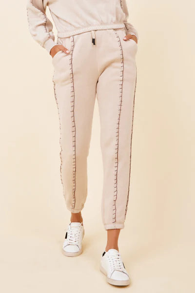 Ocean Drive Reverse Burnout Jogger Almond/Hot Fudge Stitch