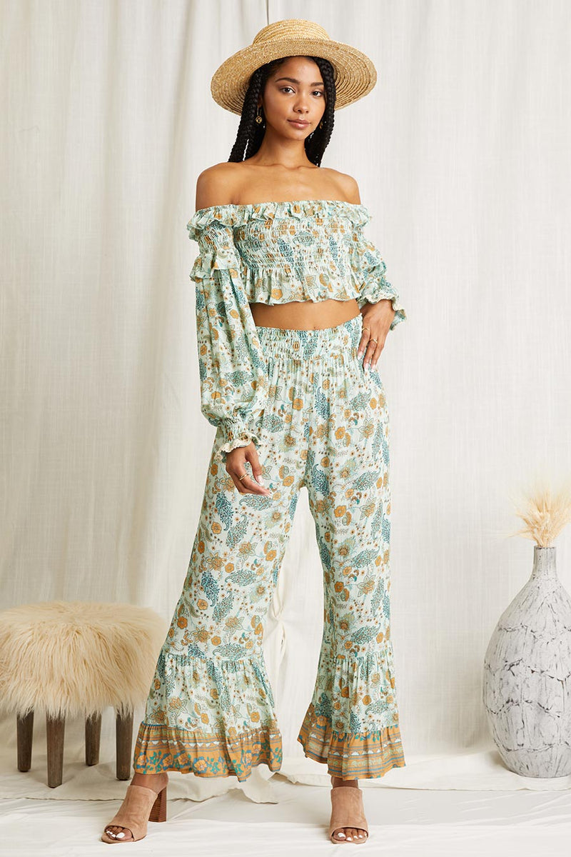Scandal Italy Maia Paisley Ruffle Pant