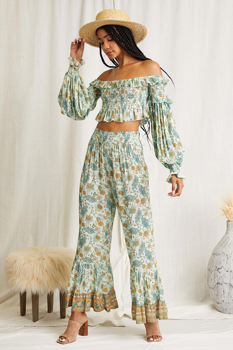 Scandal Italy Maia Paisley Ruffle Pant