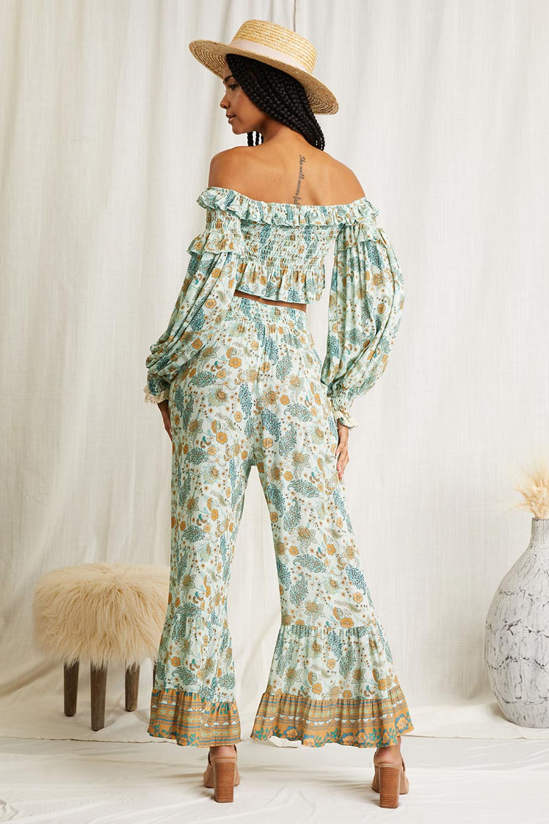Scandal Italy Maia Paisley Ruffle Pant