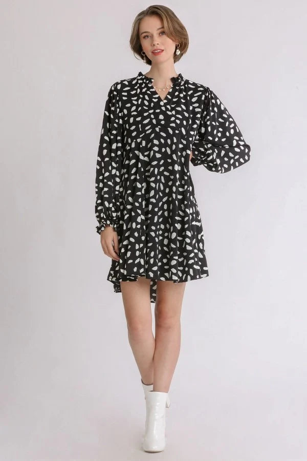 Umgee Abstract Animal Print L/S Dress