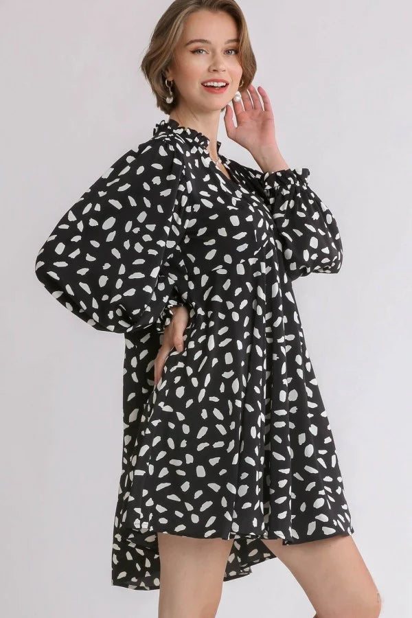 Umgee Abstract Animal Print L/S Dress