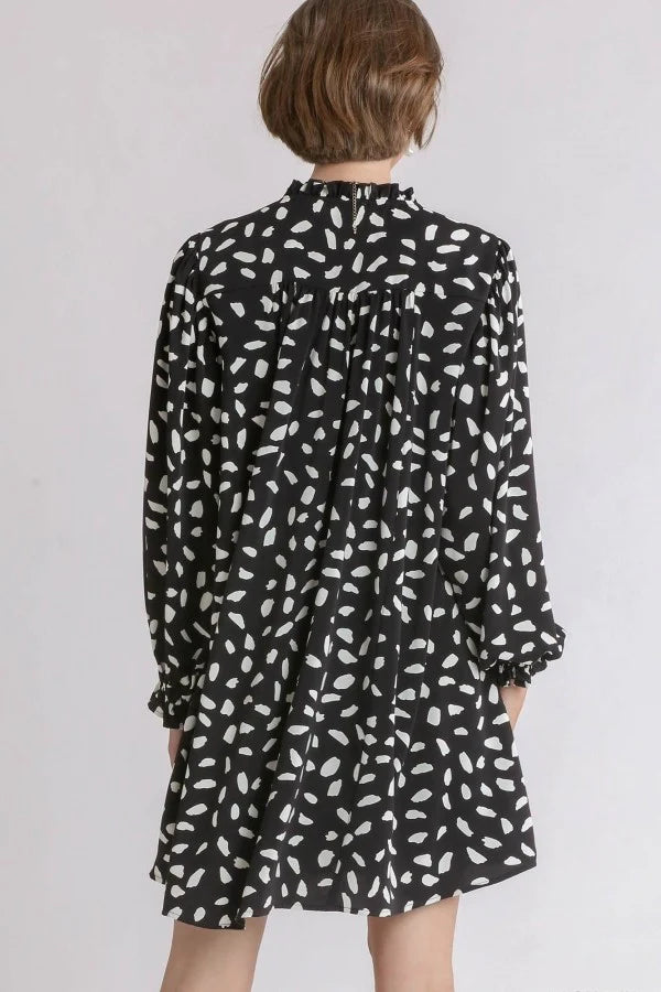 Umgee Abstract Animal Print L/S Dress