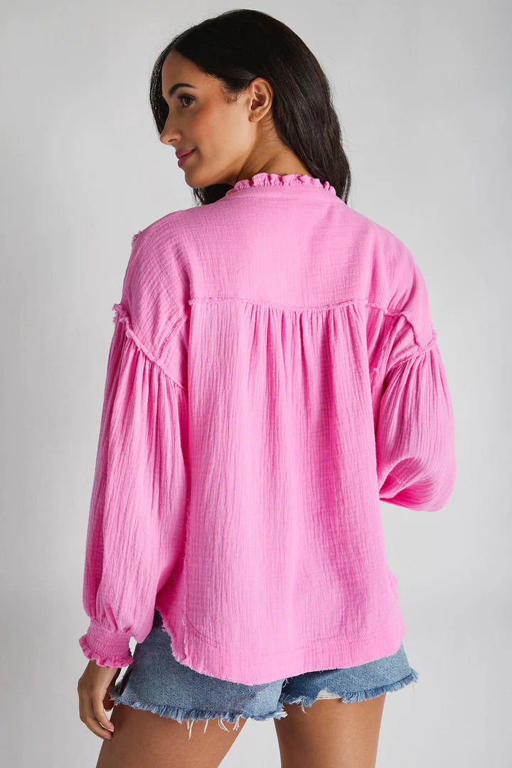 Fate Split Neck Gauze Shirt