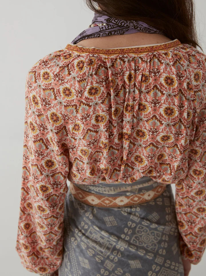 Maison Hotel Greta Blouse - Coral Pink Yellow