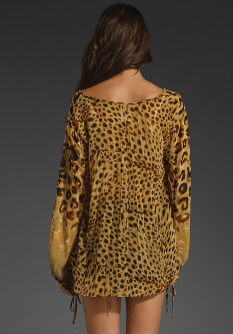 One Teaspoon Nengal Sunray Pleat Top-Leopard