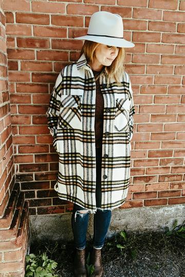 RD Style Plaid Shacket- Beige