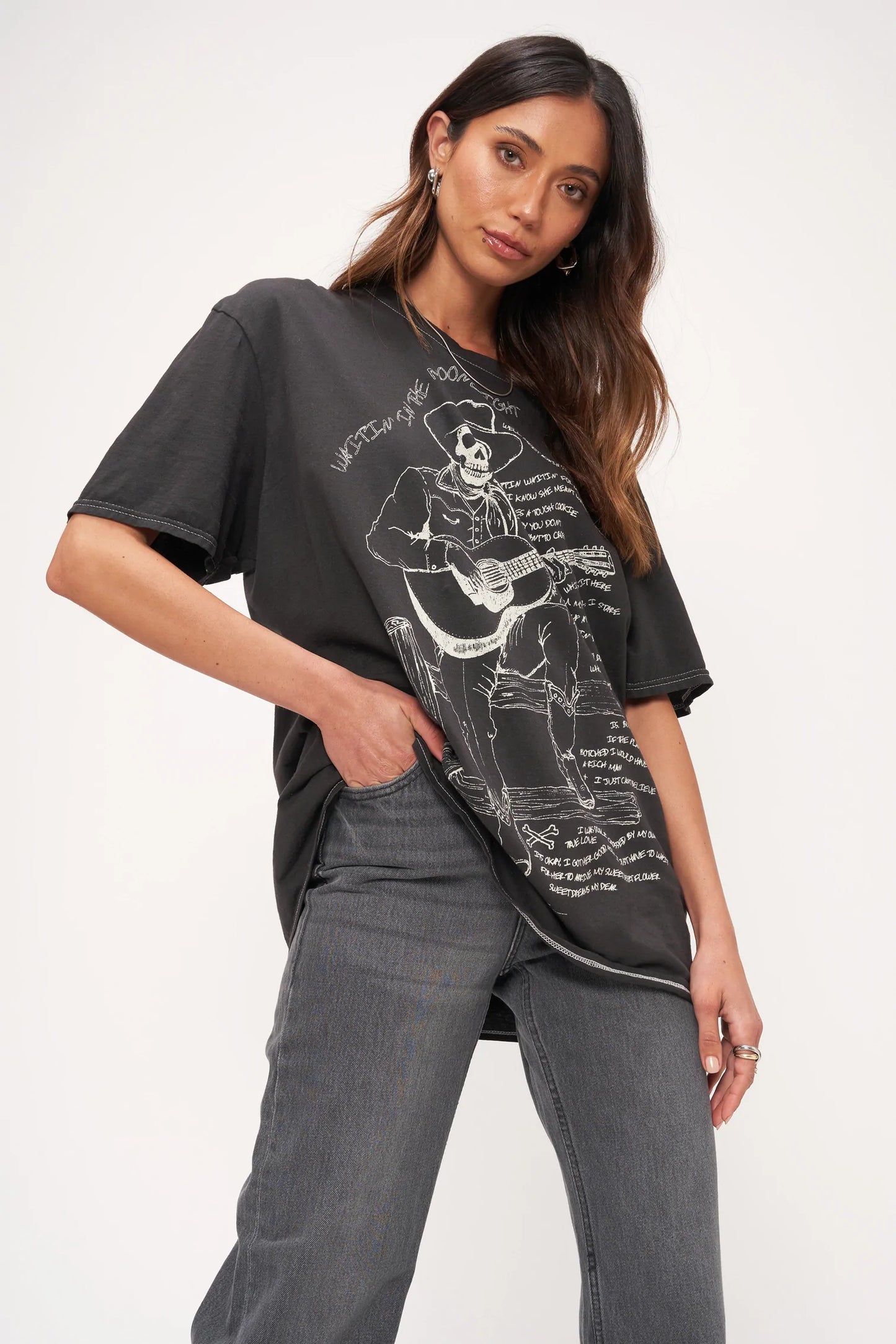 Project Social Lonely Cowboy Desert Skeleton Tee Black Wash